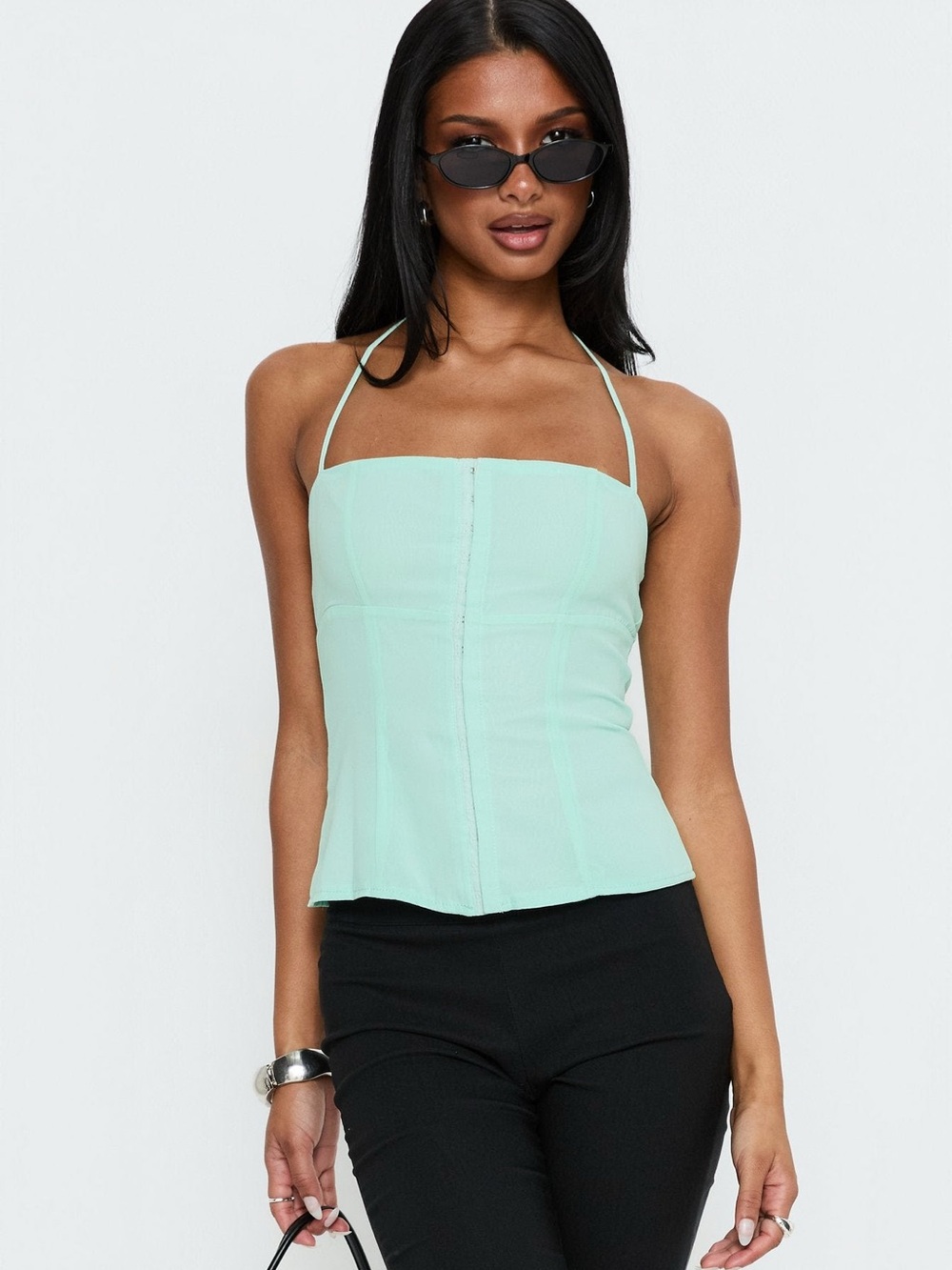 NWT Princess Polly Aqua halter neck/ corset top